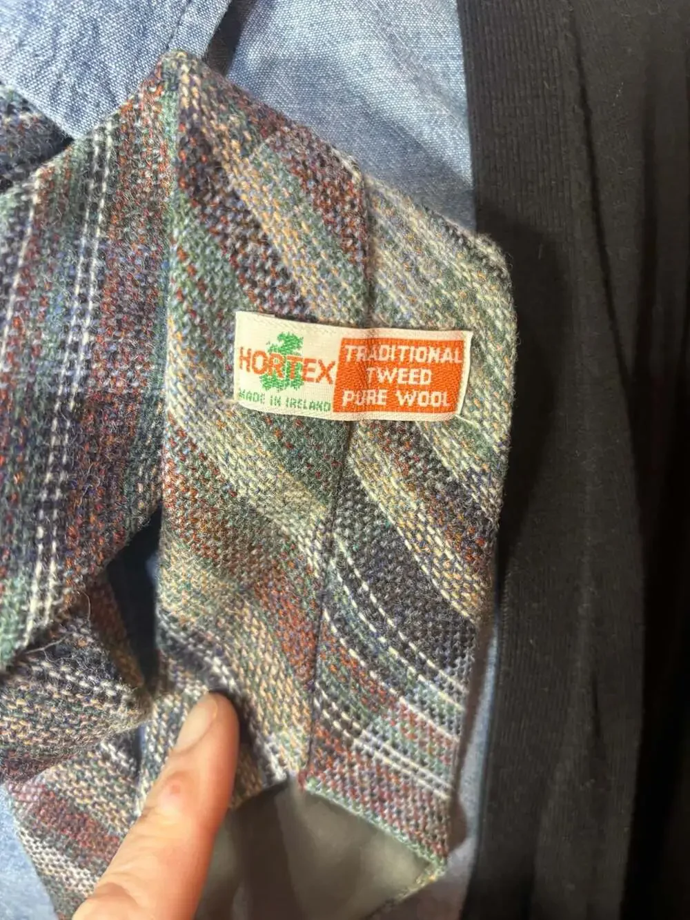 VTG Hortex Traditional Tweed Pure Wool Necktie Made In Ireland